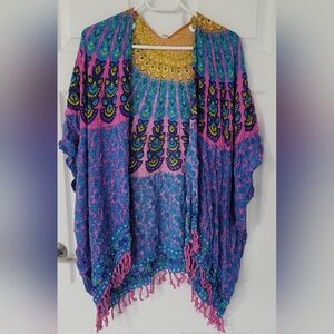 Colorful Shawl Poncho, One Size Fits All